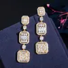 CWWZircons Very Shiny Square White Cubic Zirconia Topaz Silver Long Dangle Drop Engagement Party Earring Jewelry for Women CZ710 27662955