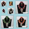 Örhängen Halsband Smycken Sats Vit Korall Pärlor Nigerisk Afrikansk Bröllop Set Senaste För Kvinnor Bride Abh402 Drop Leverans 2021 GBOZG