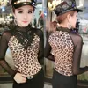 Autumn Winter Long Sleeve Bottom Blouse Women Lace Stitching Sexy Shirts Slim Hollow Leopard Ladies Tops 6745 50 210510