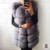 Trodeam 70 cm lange Faux Pelzweste für Frauen Echtes Leder Mäntel Winter Weibliche Pelzjacke Luxus Oberbekleidung Anpassen 210816