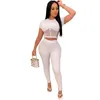 Women 2023Two Piece Set tracksuits Designer Mesh perspective short sleeve pencli Pants Suit Night Club Party Casual Ladies Clothing