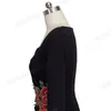 Bom para sempre Autumn Vintage Applique Floral Elegante Escritório Vestidos Formal Business Bainha Mulheres Vestido B347 210419