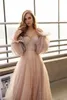 Пыльные розовые длинные платья 2024 г. от плеча возлюбленная