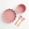 1 set Stoviglie per bambini Bambini che alimentano cibi solidi Ciotola antiscivolo Piatti impermeabili BPA Free Forchetta Cucchiaio Apparecchio da pranzo 211026