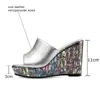 AllBITEFO Aç Toe Sandalet Renkli Kadın Terlik Şerit Moda Hakiki Deri Yaz Çevirme Su Geçirmez Yüksek Topuk Ayakkabı 210611