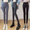Kış Tayt Kadınlar Için Sıcak Artı Boyutu Legging Katı Renk Küçük Ayaklar Dokuz Puan Pantolon kadın Streç Tayt Bırak 211117