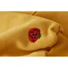 White Yellow Turtleneck Letter Embroidery Strawberry Sweatshirts Pullovers Casual H0017 210514