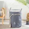 EVA Thick double layer anchor Laundry Hamper Clothes Storage Baskets Home decoration storage barrel kids toy organizer basket 210609