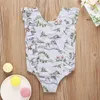 Set di vestiti per bambini Costumi da bagno estivi Costume da bagno per ragazze Moda Stampa animalier Costume da bagno senza maniche Bambini 210508