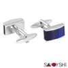 SAVOYSHI Luxury Blue Stone for Mens Shirt High Quality Square Cuff links Wedding Grooms Gift Brand Jewelry