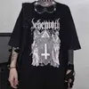 QWEEK Gothic Punk Harajuku T-shirt Emo Stil Mall Tops Sommer T Shirts Streetwear Schwarz Grunge Kleidung 210623