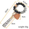 Colors Valentines 14 Dag Love Wood Chip Silicone Bead Bracelet Keychain Party Favor Polslet Key Chain Tassels Handchain -toetsen Ring FY3524 SS1207 S
