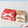 Événement cadeau Festif Festive Supplies Home Gardengift Wrap 20pcs / Lot 21.5x14.5x5cm Baking Kraft Paper Carton Mooncake Box Candy Case Biscuits