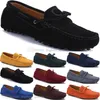 197 New Fashion mens Scarpe casual in pelle Stile britannico primavera Coppia Genuine Peas Scrub uomo Drive Lazy man soprascarpe outdoor comodo traspirante nero giallo