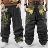 Mens Jeans Top Limited Losse Hip Hop Mannen Gedrukt Herenjurk Casual Denim Broek Katoen Patroon Harem Broek 210716