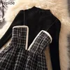 Sukienki robocze Neploe Moda 3 Sztuka Zestaw Kobiety Slim Pullover Zatrzymuje Wełniana Kamizelka Plaid Wysoka Talia Bodycon Spódnica Koreański Knit Garnitur Femme Roupas