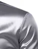 Мужская щепка Silk Satin платье рубашка с галстуком бренд Slim Fit кнопка вниз повседневная рубашка мужская вечеринка Свадебная сцена выпускного вечера Chemise 210522