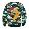 Kobiety Mężczyźni Santa Ugly Boże Narodzenie Sweter Unisex Crew Neck Bluza 3D Funny Print Jesień Zima Wakacyjny Party Xmas Bugers Topy Y1118