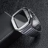 для Apple Watch Series 8 7 6 5 4 3 SE Премиум Нержавеющая сталь Комплект магнитной модификации Броня Защитный чехол Ремешок Крышка iWatch 44 мм 45 мм