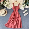 Women's Spaghetti Strap Dress Summer Seaside Holiday Ins Super Backless Sexy Slim Slimming Goddess ML890 210506