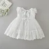 Retail Summer Thin White born Baby Girl Christening Gown First Birthday Princess Bow Baptism Dress+Hat 9769BB 210610