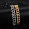 Zircon Cuban Chain Bractelet Diamonod Ювелирные Изделия Медь Золотая ссылка Цепи Браслеты Браслеты Браслет Браслет Хип-хоп Рэп для мужчин Женщины и Санди