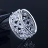 Vintage AAA CZ Sposa Matrimonio Fiore Anelli in rame Taglia 6-9 Designer di gioielli di lusso Pieno bianco Cubic Zirconia Anello di fidanzamento in argento Festa per le donne Regalo amico