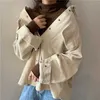 Spring Women Solid Corduroy Shirts Jackets Full Sleeve Turn-Down Collar Oversize Coats Casual Autumn Basic Outwear T0O901F 211025