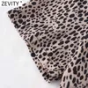 Zevity Womenファッションヒョウプリント短いスリムブラウスフランスの女性基本半袖カジュアルシャツシックな化学トップスLS9164 210603