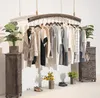 Hangers Racks Shop Decoratie Plank Kleding Store Display Rack CTEFLAIL Simple Retro Hangende kleding