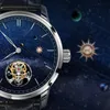 Mens Tourbillon armbandsur Mekanisk handvind 8000 Seagull Movement Universe Sky Pilots Military Watch Fashion