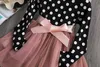Girls Dresses Fall Polka Dots 3 6 8 Yrs Kids Evening Party Tulle Costume Full Sleeve Casual Clothes Toddler Bow Birthday 221107
