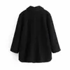 Streetwear Women Korn Cashmere Coats Fashion Ladies Button Pocket Loose OuterCoat Causal Kvinna Slå ner Krage Coat 210427