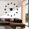 Flying Plane Fighter Jet Modern Large Wall Clock DIY Acrylic Mirror Effect Sticker Airplane Silent Wall Clock Aviator Home Decor 1384 V2