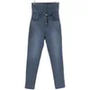 Vintage Kobiety Denim Spodnie Wysokiej Talii Stretch Skinny Jeans Casual Streetwear Slim Spodnie Wiosna Lato 210428