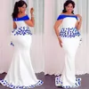 2022 Neujahr Aso Ebi Styles Meerjungfrau Abendkleid mit Schößchen 2022 Schulterfrei Spitze Blumen Afrikanischer Nigerianischer Anlass Abschlussball Partykleid CG001