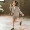 Mädchen Anzug Set Plaid Muster Teenager Kleidung Jacke + Hosen Kinder Mädchen Kleidung Casual Stil Kostüme Für Kinder 210528