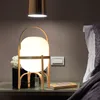 Japansk naturlig trä glas bordslampa sovrum sänglampa E27 LED stående lampa skrivbord ljus för vardagsrum studera bordsskiva belysning