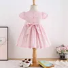 Dzieci Hiszpańskie Suknie Dziewczyny Ręcznie Made Smocked Dress Baby Girl Smoking Hafty Ubrania Maluch Vestidos Infant Suknia 210615