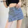 Chic Irregular Jeans Skirts Shorts Women Plus Size Korean Summer Beach Streetwear Wide Leg A-line Asymmetrical Denim 210601