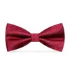 Top Quality Designer Brand Luxury Two Layer Bowtie For Men Groom Wedding Party Butterfly Bow Tie Set Pocket Gift Box Wine Red