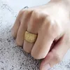 Bröllopsringar vintage Buddha Rimbuu Sutra stava rune tron ​​ring buddhism brett stål för kvinnor män buddhist bekväma fit present6555398