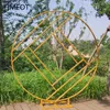 Dekoracja imprezy Wedding Arch Props Diamond Round Geometris Gold Iron Flower Stand Lawn Trail Shelf4325402