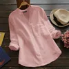 Женская повседневная блузка Элегантные льняные рубашки с длинным рукавом Топы 2022 Весенняя Женская кнопка Blusas Solid Plus Размер Туника 5XL Блузки