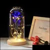 Couronnes De Fleurs Décoratives Fournitures De Fête De Fête Maison Jardin Rouge Moyen En Dôme De Verre Sur Une Base En Bois Pour Les Cadeaux De La Saint-Valentin Led Rose Lampes