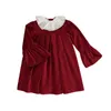 Pré-vente vêtements pour enfants robe en velours côtelé rouge robe de noël bébé nouvel an vêtements Q0716