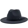 Las Nuevas Mujeres Hombres Sombrero Fedora De Lana Con Lazo Cuero Caballero Elegante Dama Oto￱o Invierno Cappelli a tesa larga