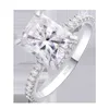 4.0ct Carat 8X10mm DF Color Radiant Cut Moissanite Rings With 18K 750 White Gold For Women Engagement Anniversary Wedding Gift