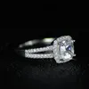 패션 925 스털링 실버 2ct 쿠션 컷 시뮬레이션 다이아몬드 약혼 웨딩 약속 반지
