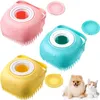 Pet bath brush for cat dog massage brushes removes loose hair comb shower scrubber 2 in 1 shampoo dispenser pets grooming tools